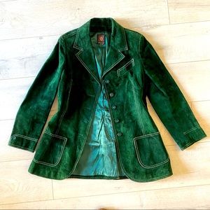 Vintage 1970s Anne Klein Green Suede Jacket